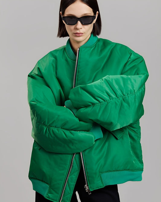 Moderne Frauen Bomberjacke Oversized Stil - IdealeKleiden