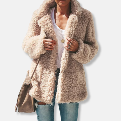 Weicher Fleece Mantel Oversized Teddy Design - IdealeKleiden