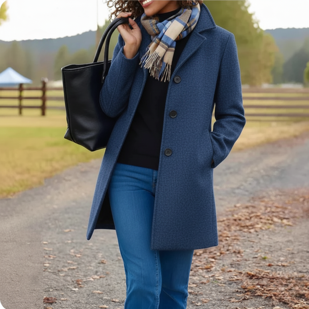 Elegant Women's Mid-Length Jacket Buttons