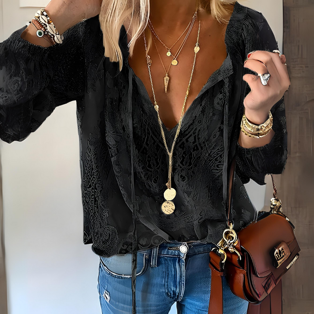 Women's Blouse V-Neck Loose Fit