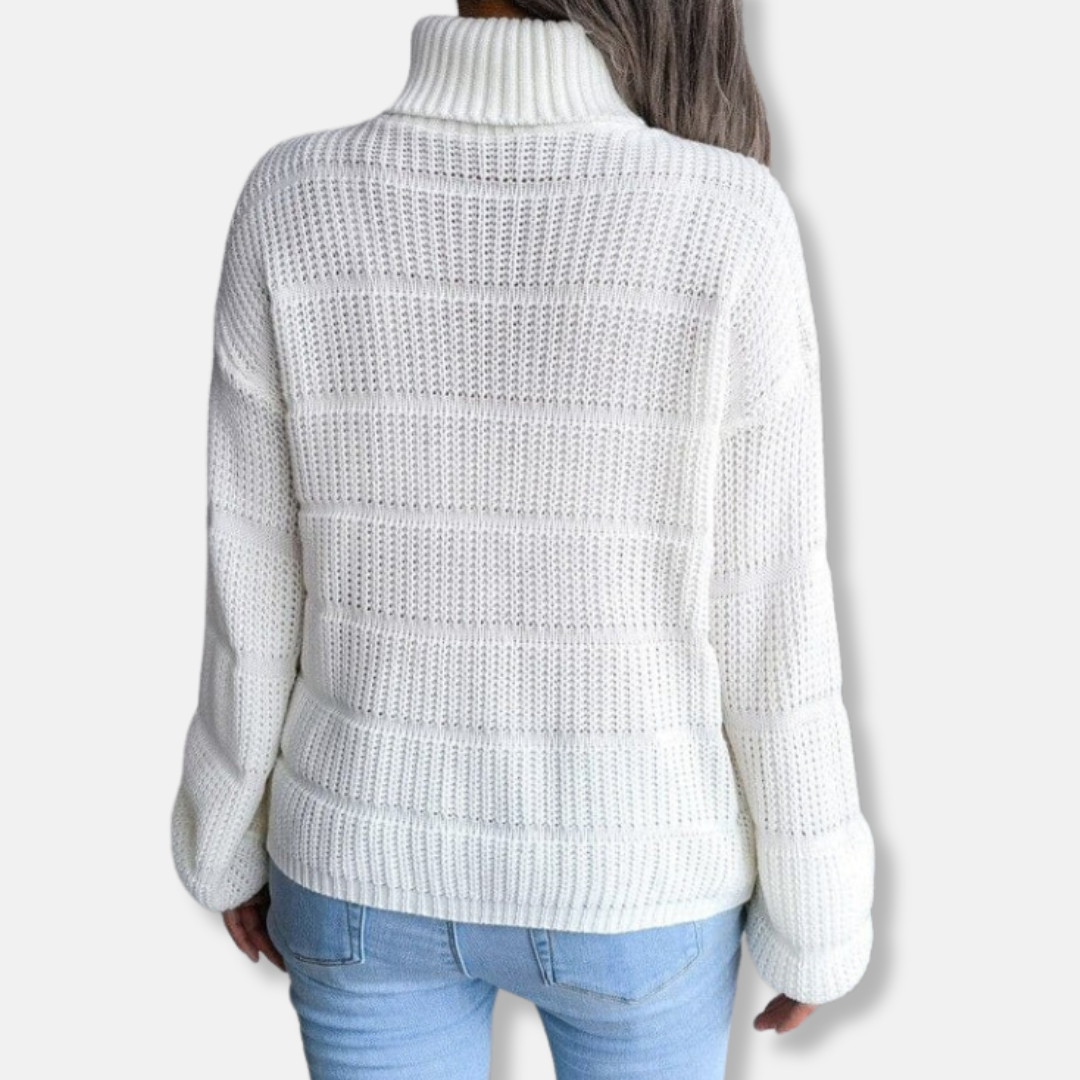 Weiche Rollkragenpullover Gerippte Optik Lockere Passform - IdealeKleiden