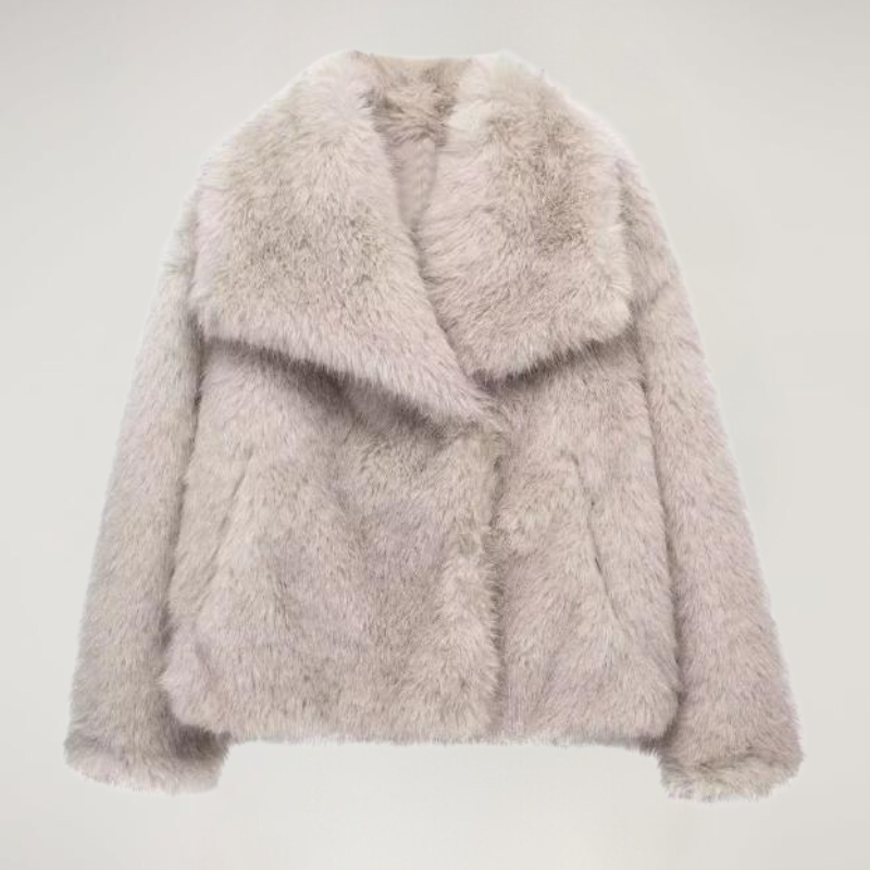 Luxury Faux Fur Coat Oversized Collar