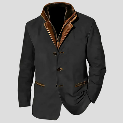 Modern Men's Jacket Retro Style Contrast Collar