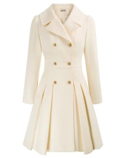 Elegant Women's Pleated Wool Coat