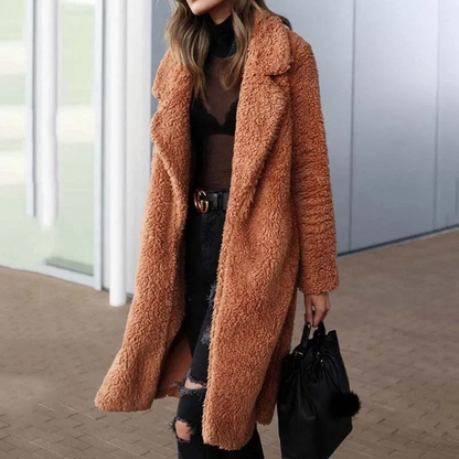 Soft winter coat with a fuzzy look