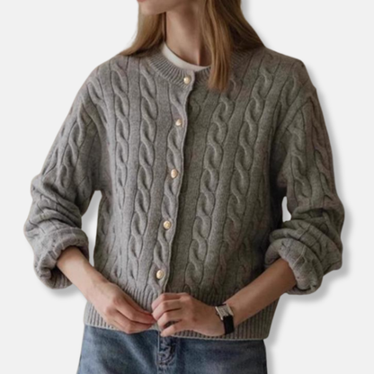 Wool Cardigan Short Round Neck Pullover