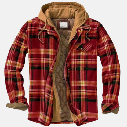 Men's Quilted Jacket Plaid Warm Comfortable