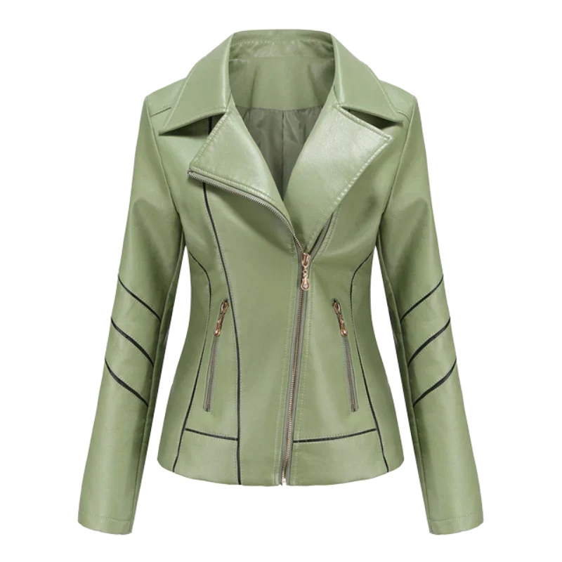 Elegant Leather Jacket Women Slim Fit Design