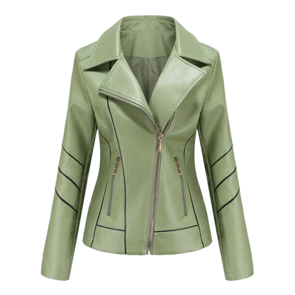 Elegant Leather Jacket Women Slim Fit Design