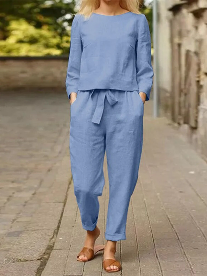 Women's Sports Set Long Sleeve Top High Waist Pants