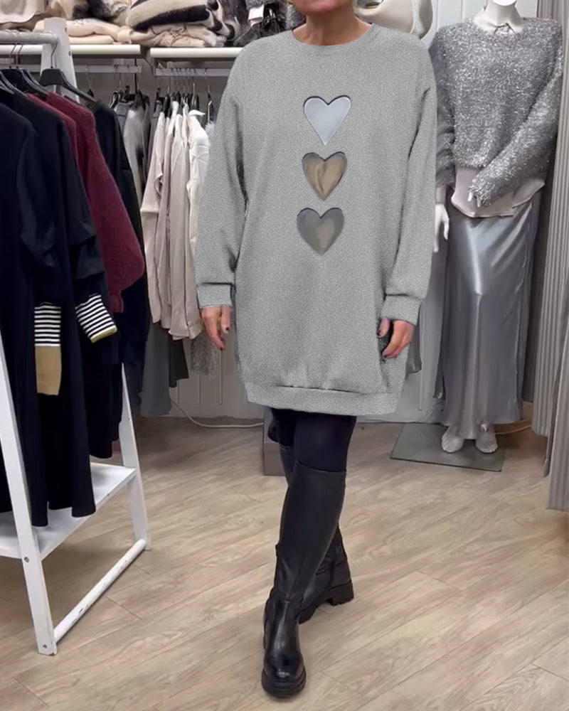 Dress with Heart Print Casual Elegant