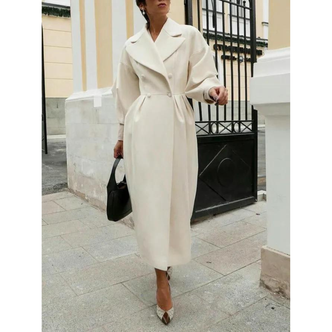 Elegant Women's Long Wool Blend Trench Coat