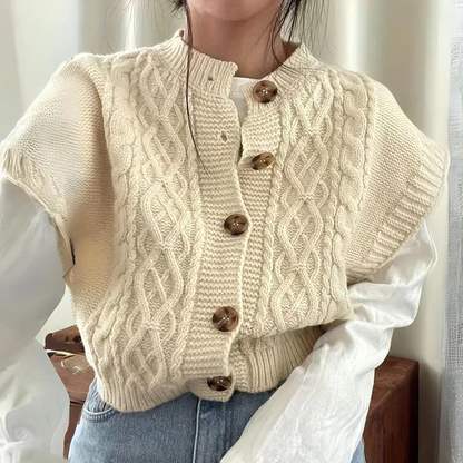 Stylische Strickjacke Ärmellos Kabelmuster - IdealeKleiden
