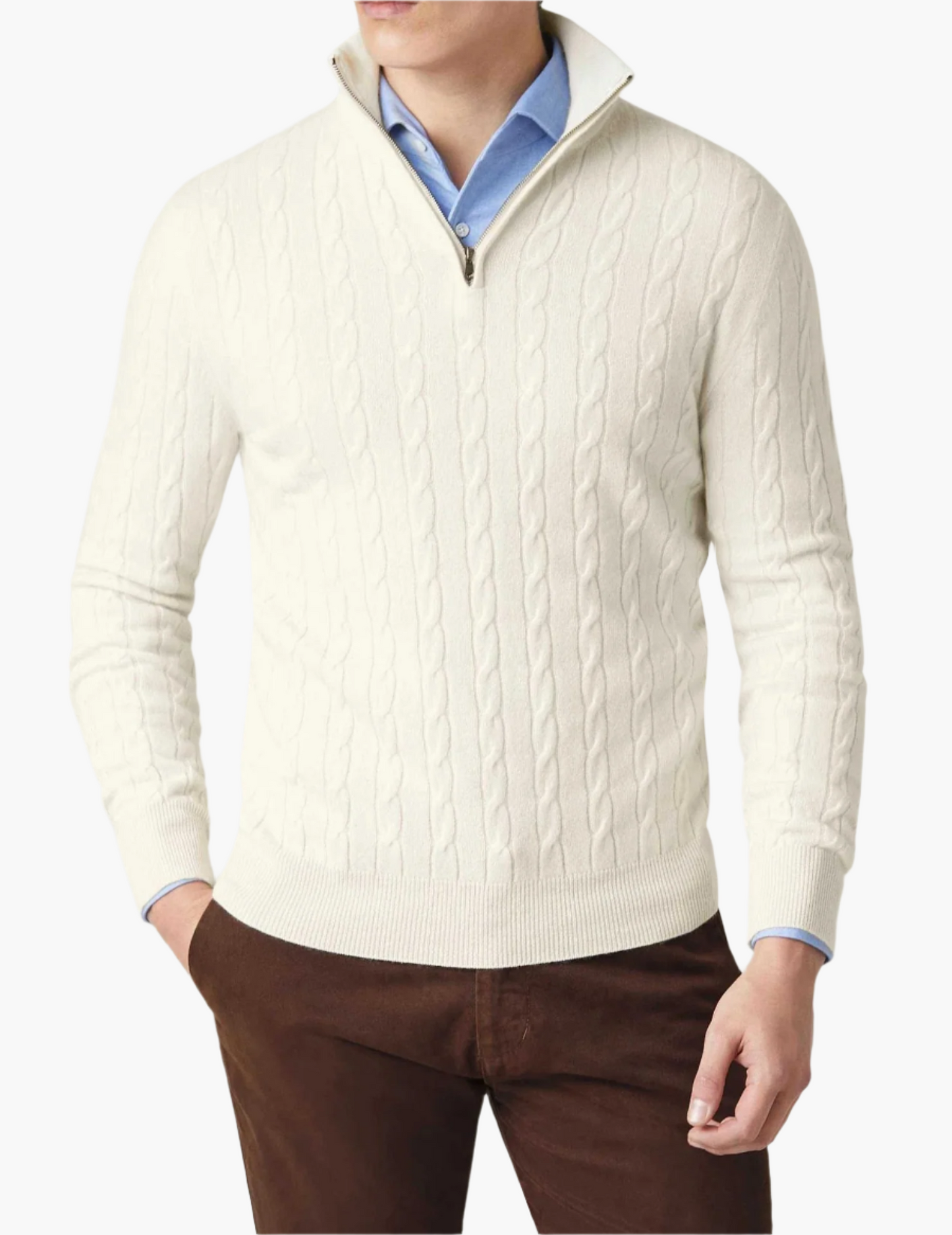 Stylish Cable Knit Jumper Zipper