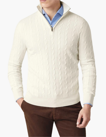 Stylish Cable Knit Jumper Zipper