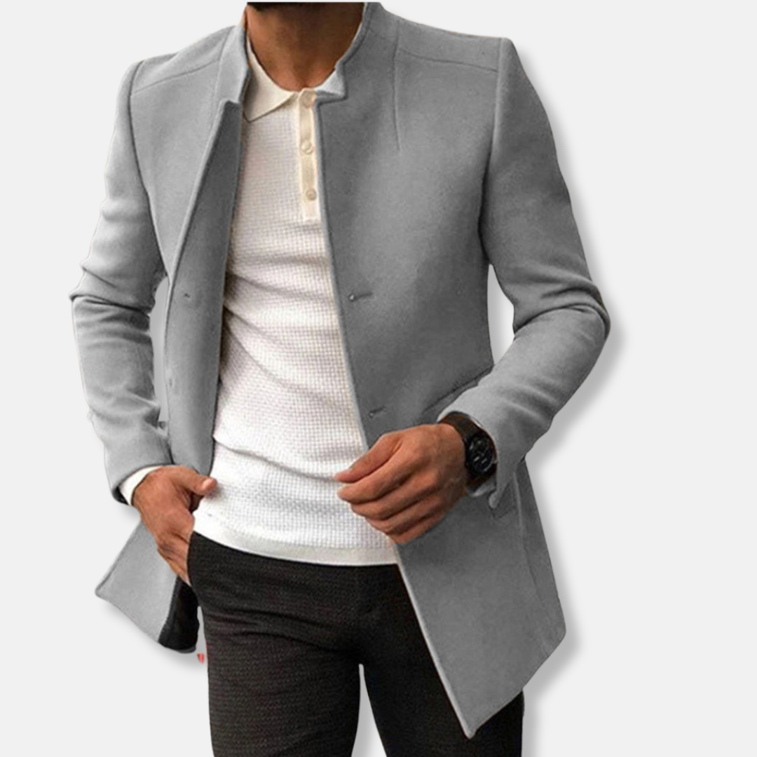 Slim Fit Dress Wool Blend Collarless Hip Length