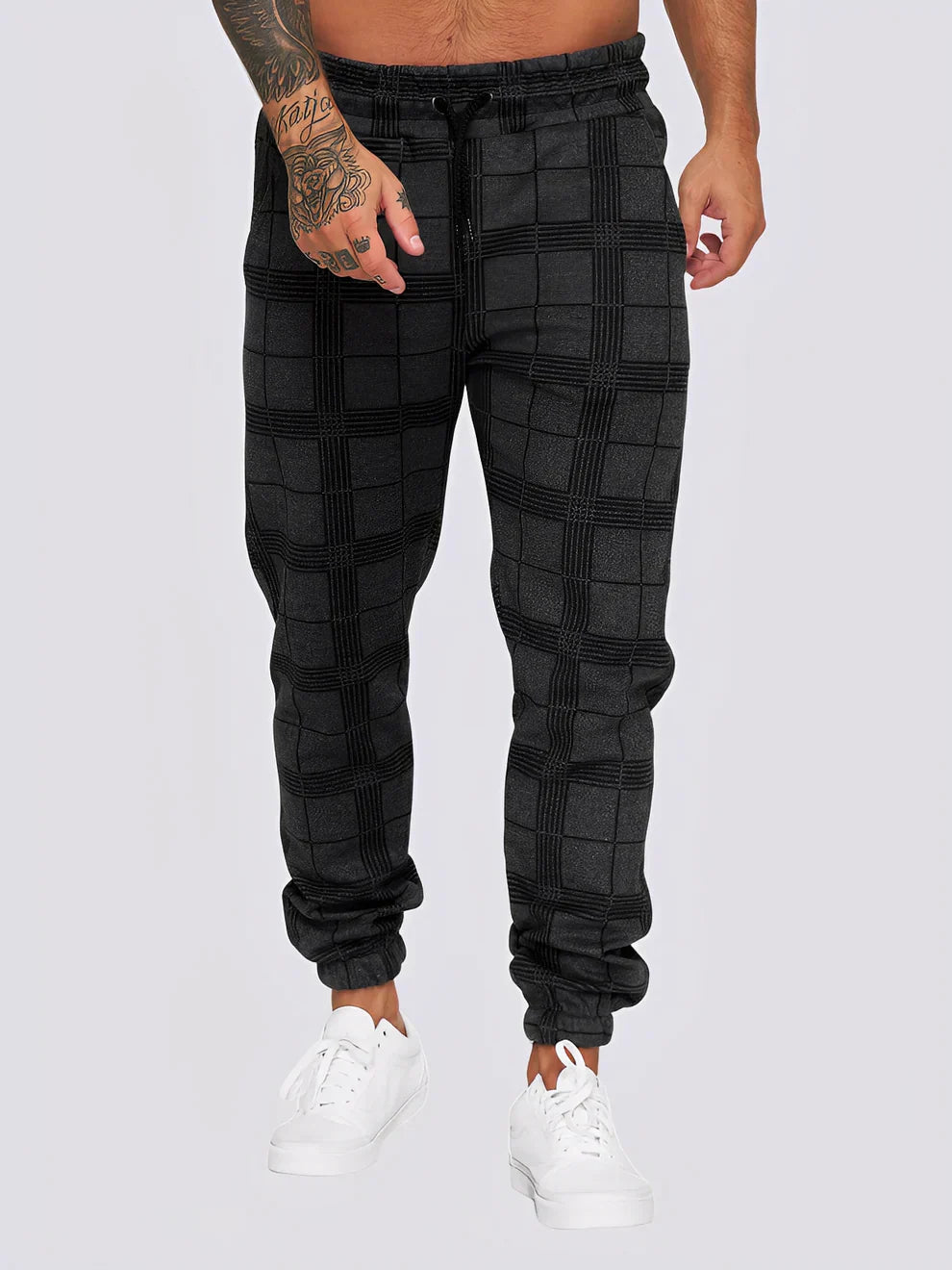 Stylish Plaid Trousers Men Modern Slim Fit