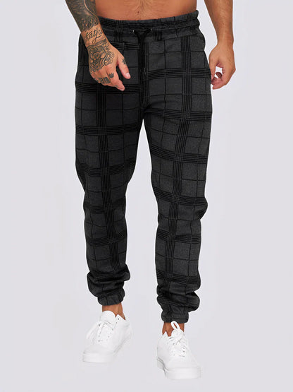 Stylish Plaid Trousers Men Modern Slim Fit