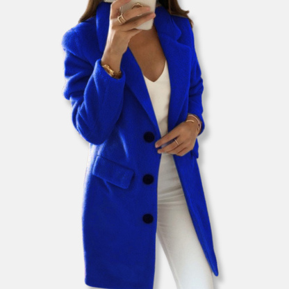 Elegant Wool Coat Classic Knee-Length with Buttons