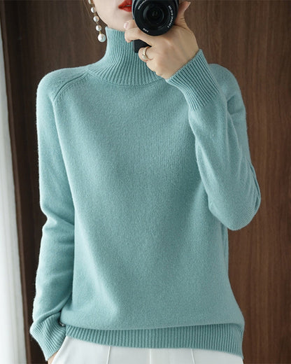 Elegant Solid Color Long-Sleeve Sweater