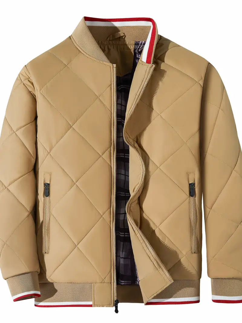 Men's Warm Quilted Jacket with Zipper