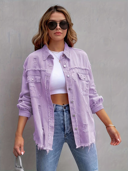Ripped Denim Jacket Oversized Style