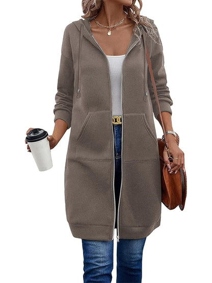 Women's Long Sleeve Hooded Zipper Jacket