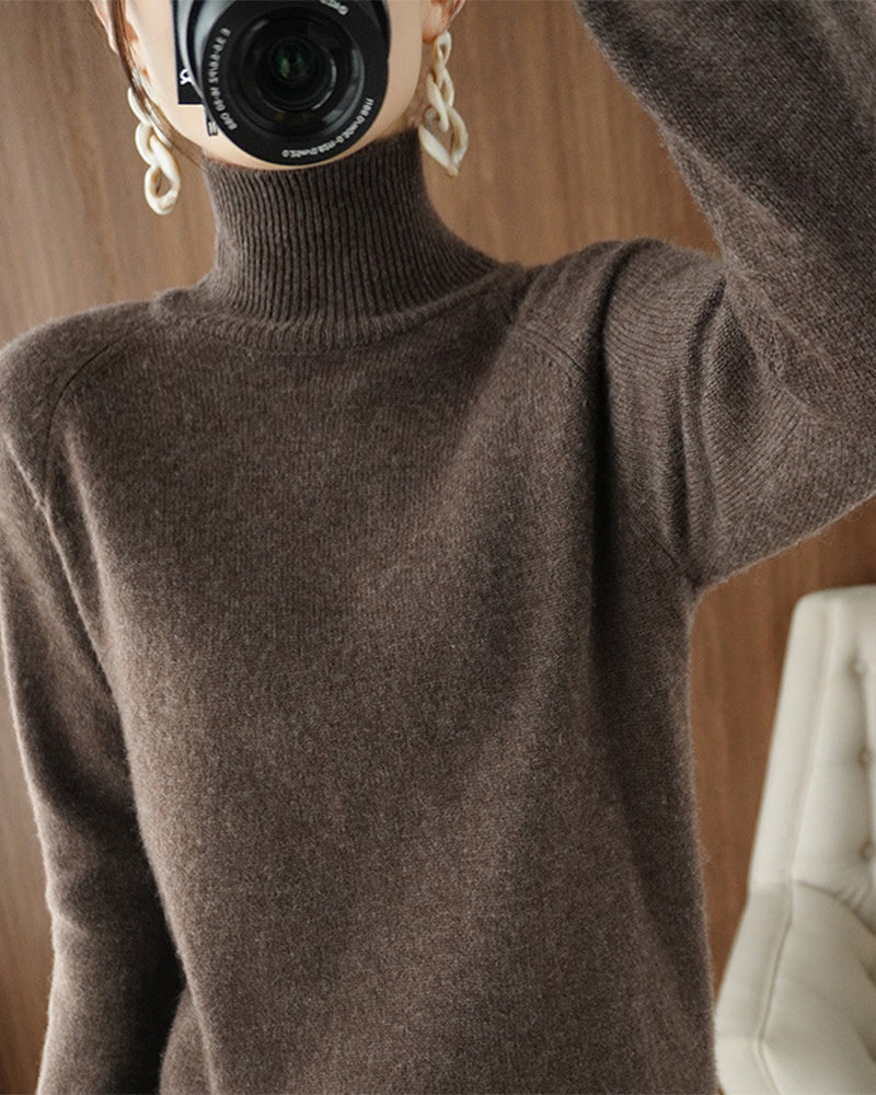 Elegant Solid Color Long-Sleeve Sweater