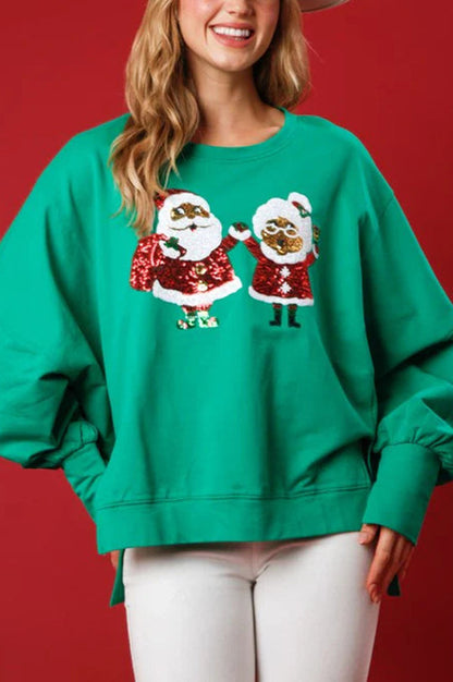 Santa Claus Sweatshirt Glitter Sequins Loose Design