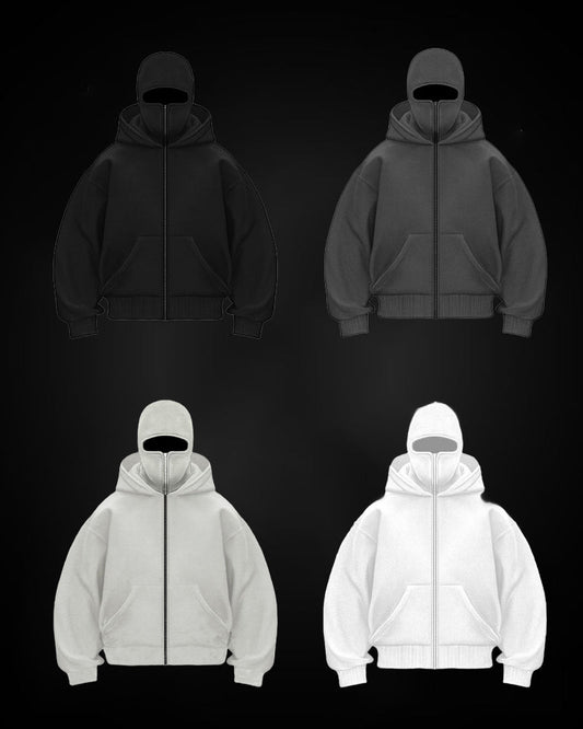 Kapuzenjacke Warm Doppelkapuze Reißverschluss - IdealeKleiden