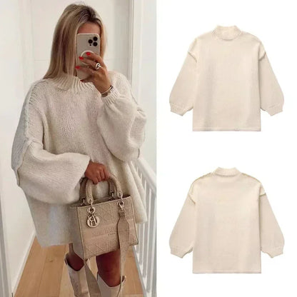 Stylish Turtleneck Sweater Big Sleeves