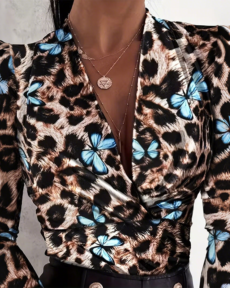 Leopard Dress Butterfly Pattern Fashion