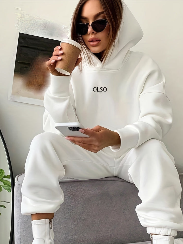 Damen Sportanzug Set: Kapuzenpullover und Jogginghose - IdealeKleiden