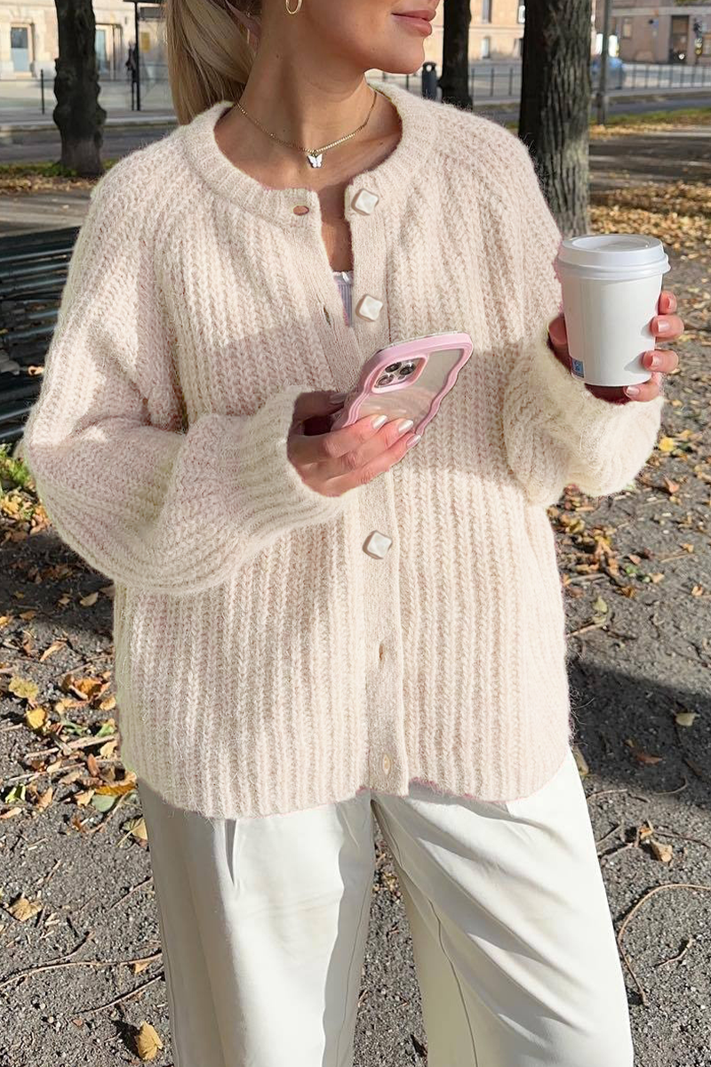 Lässiger Strickpullover Rundhals Damen