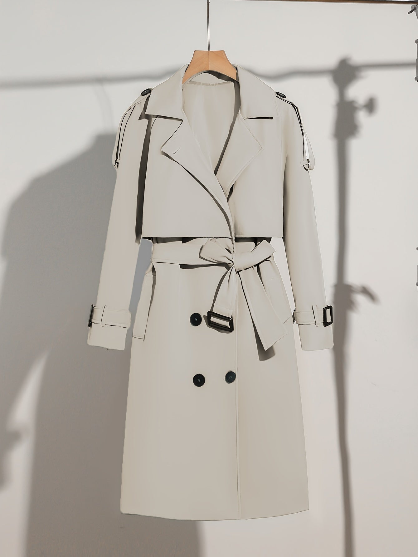 Stylish Women's Coat Belt Design Plus Size Casual