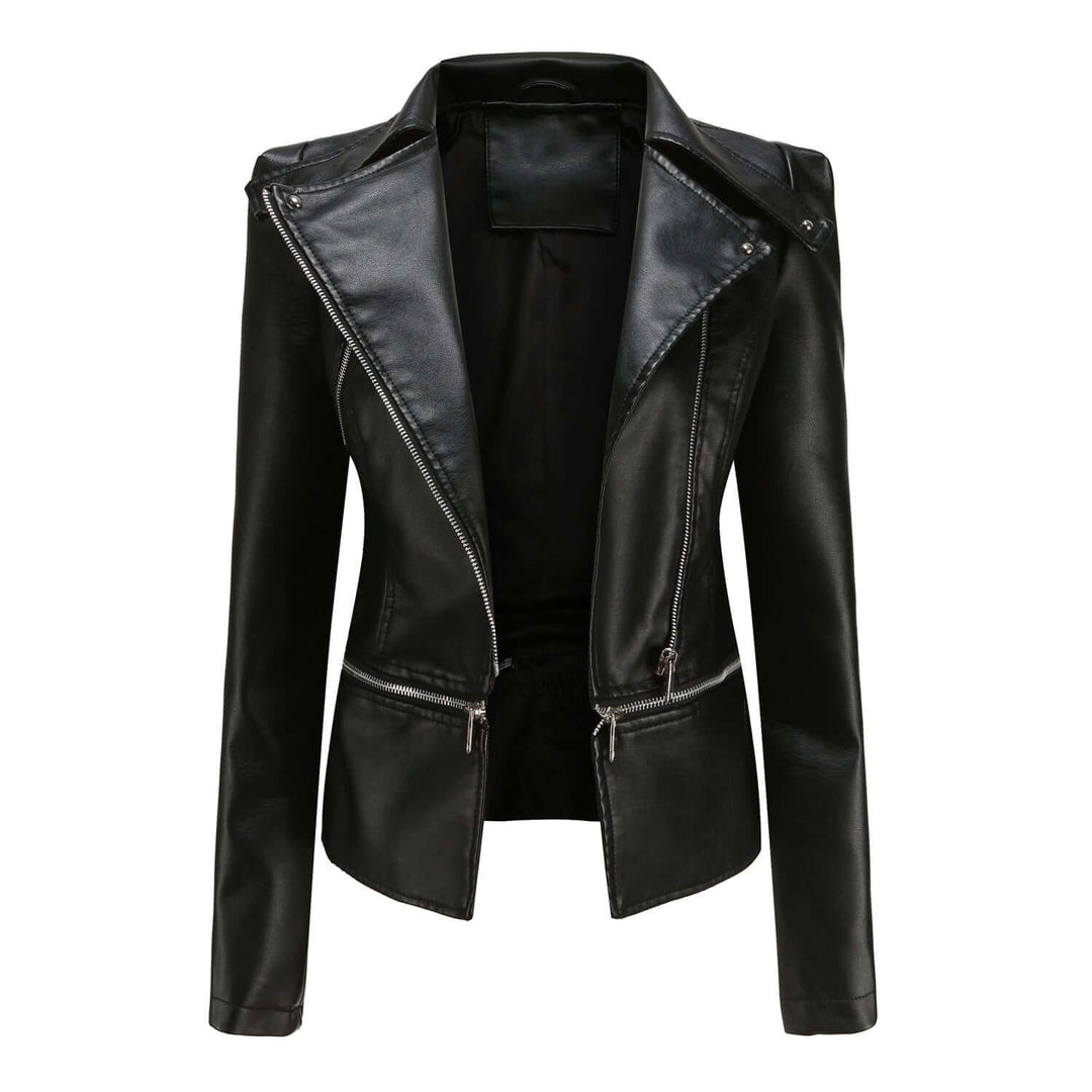 Damen Motorradjacke Slim Fit Kunstleder - IdealeKleiden