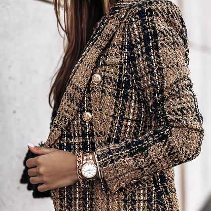 Women's Plaid Knit-Look Blazer