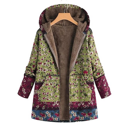Stylish women's jacket floral pattern warm