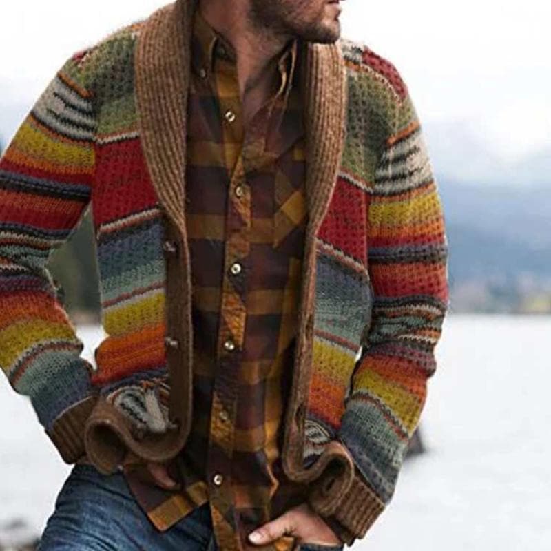 Stylish Men's Striped Cardigan