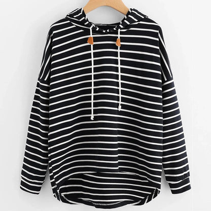 Hoodie Striped Pattern Comfortable Loose-fitting