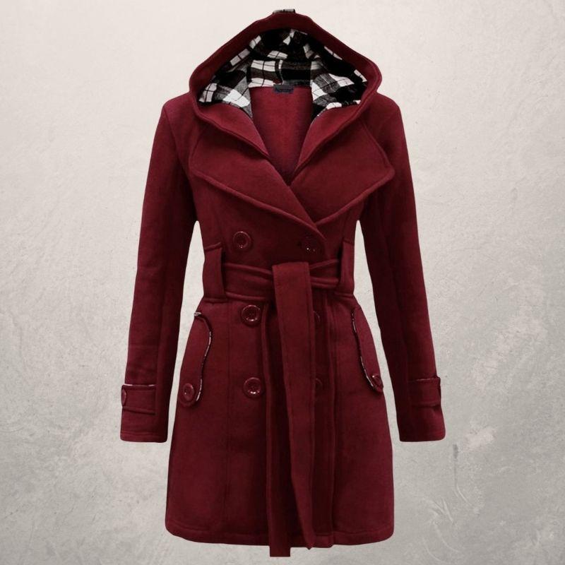 Classic Double-Breasted Trench Coat with Hood