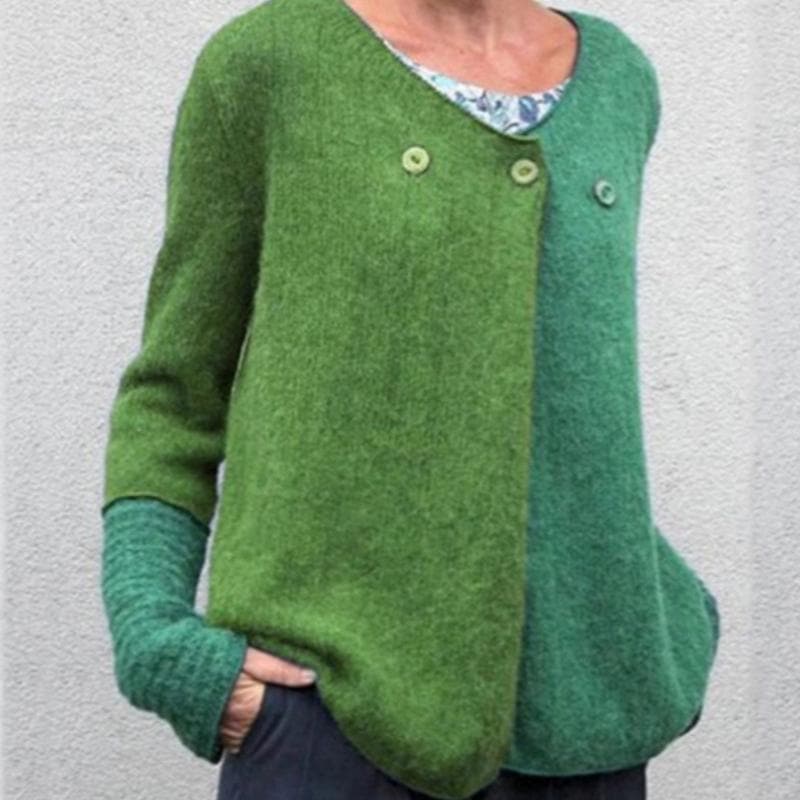 Comfortable Sweatshirt Relaxed Fit Colorful Button Placket