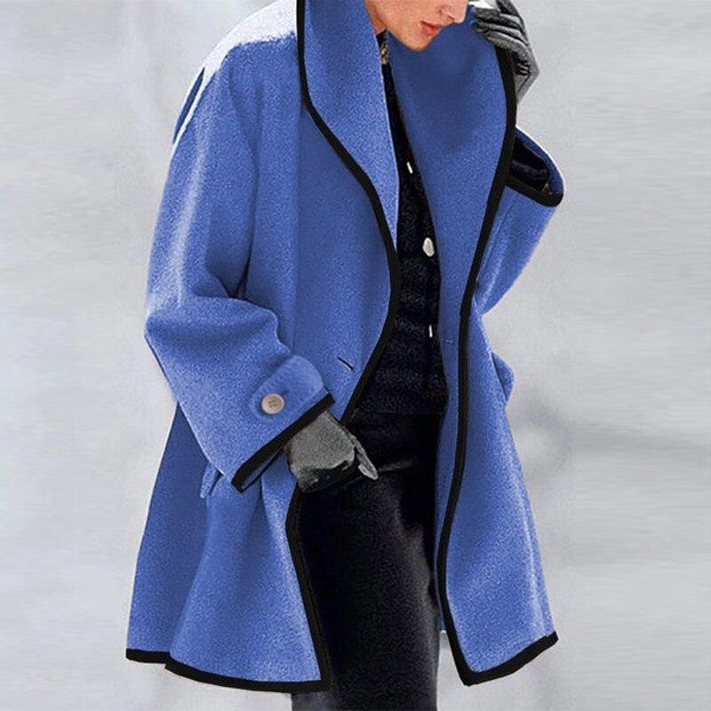 Oversized Wool Coat Long Style Draped Collar