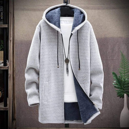 Warm winter jacket with hood and zipper