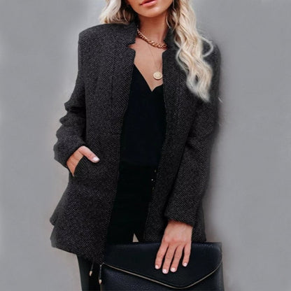 Women's Modern Stand-up Collar Mid-Length Coat