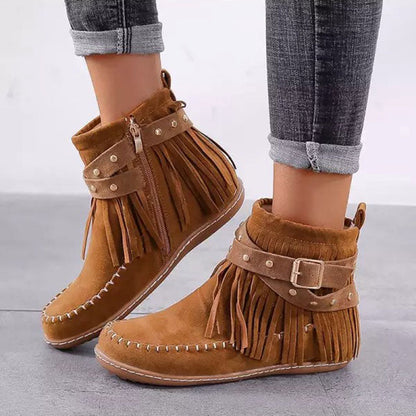 Stylish Boots with Fringes Vintage Look