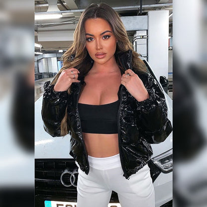 Elegante Damen Lederjacke mit Daunenfüllung - IdealeKleiden