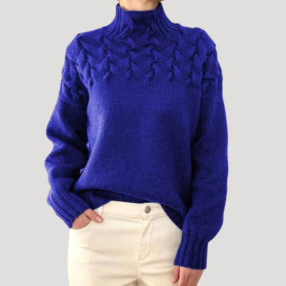 Women's Spring Sweater Cable Knit High Collar