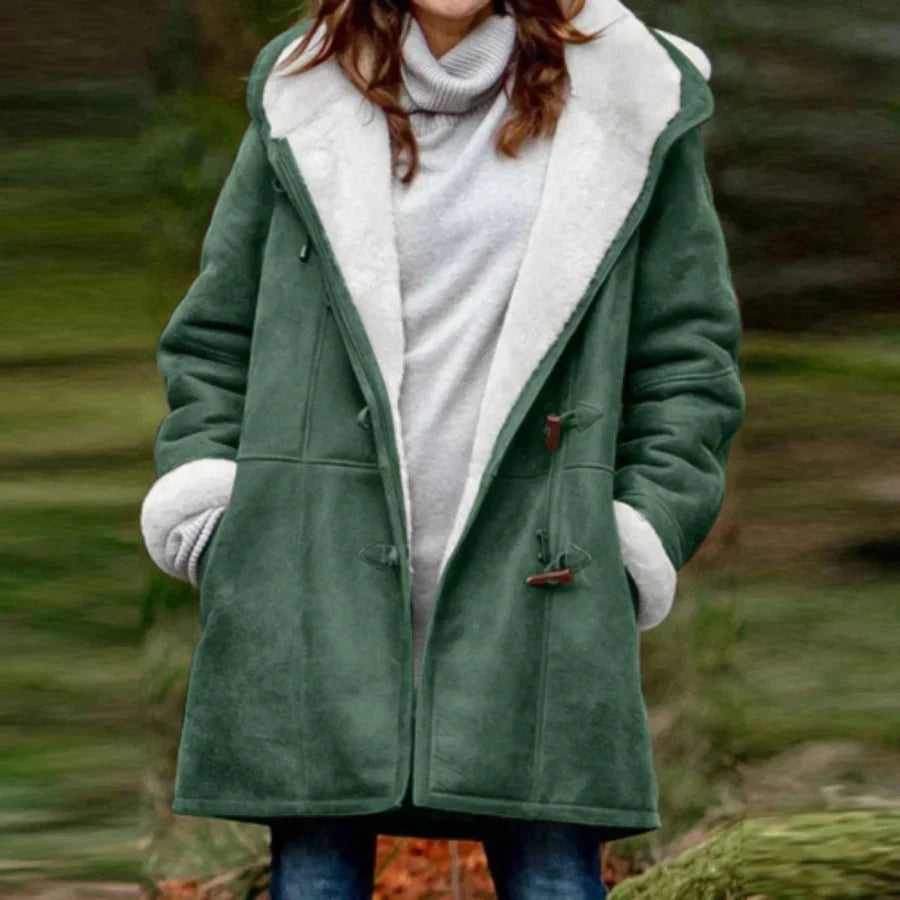 Kapuzenjacke Mittellang Bequem Fleece-Innenleben - IdealeKleiden