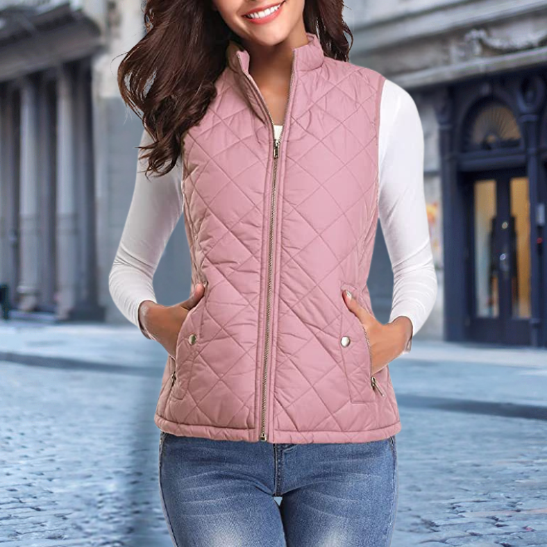 Elegant Women's Quilted Jacket Modern Zipper
